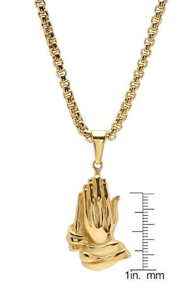 Shop Hmy Jewelry Mens' 18k Gold Plate Stainless Steel Praying Hands Pendant Necklace