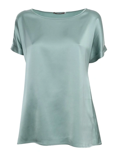 Kangra Cashmere Sage Green Blouse In Blue