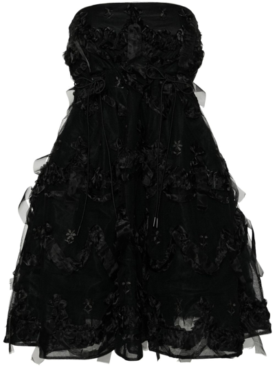 Shop Simone Rocha Black Ruffled Tulle Mini Dress