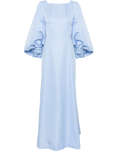 Shop Huishan Zhang Blue Bishop-sleeve Faille Gown
