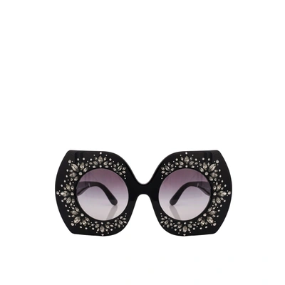 Shop Dolce & Gabbana Crystal Sunglasses In Black