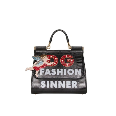Shop Dolce & Gabbana Fashion Sinner Angel Sicily Bag In Black