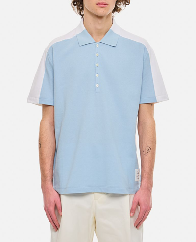 Shop Thom Browne Cotton Classic Pique Polo In Sky Blue