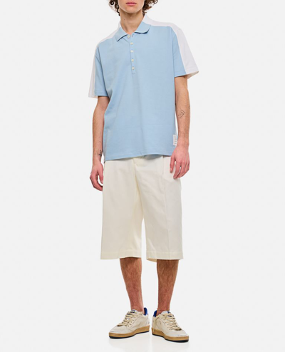 Shop Thom Browne Cotton Classic Pique Polo In Sky Blue