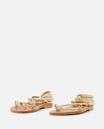 Shop Kjacques Bikini Leather Sandals In Gold