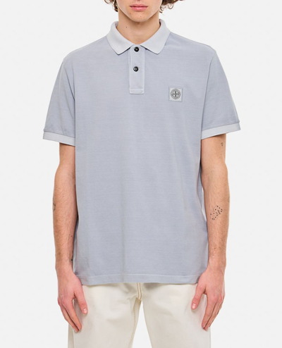 Shop Stone Island Cotton Polo Shirt In Sky Blue