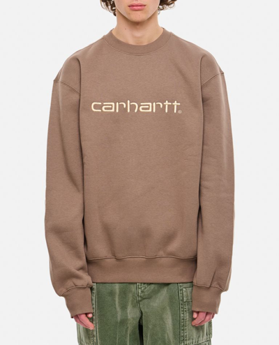 Shop Carhartt Cotton Sweatshirt In Brown