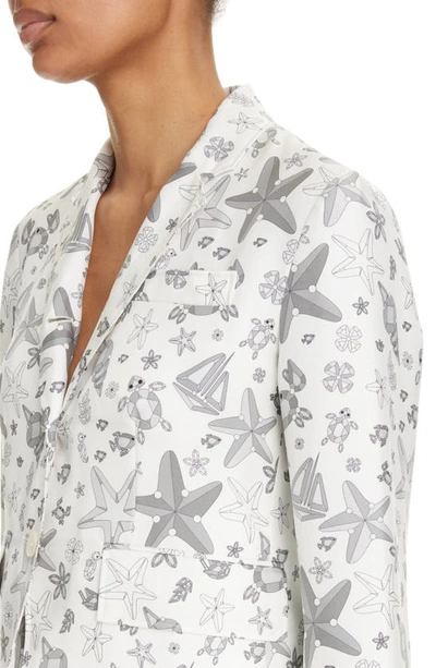 Shop Thom Browne Nautical Crystal Print Shrunken Silk Sport Coat In White