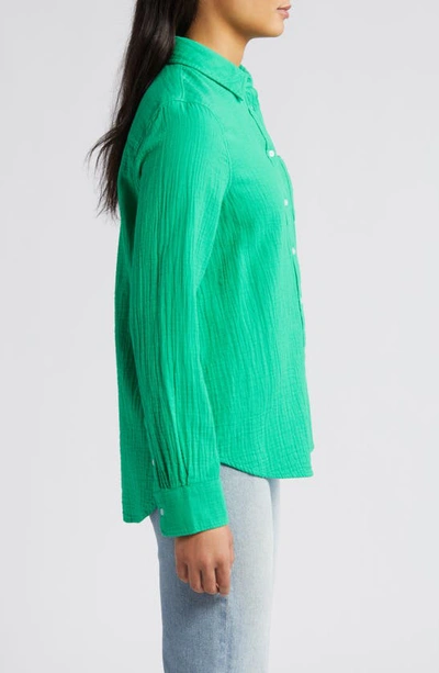 Shop Caslon (r) Casual Gauze Button-up Shirt In Green Bright