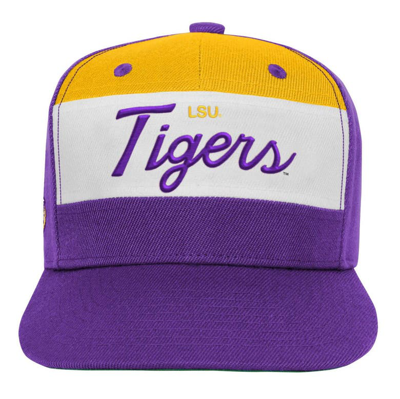 Shop Mitchell & Ness Youth  White/purple Lsu Tigers Retro Sport Color Block Script Snapback Hat
