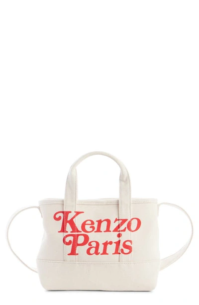 Shop Kenzo Small Verdy Logo Cotton Canvas Tote In Ecru