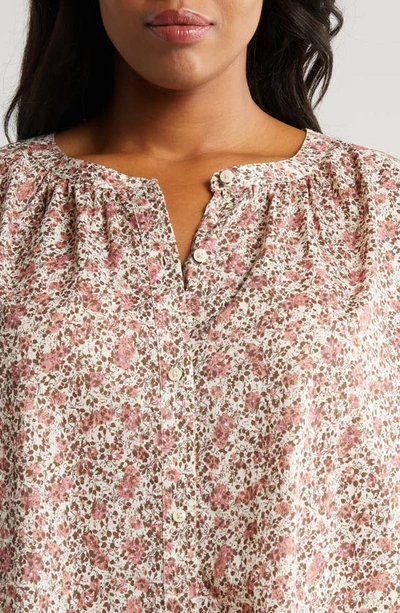 Shop Treasure & Bond Floral Cotton Voile Top In Ivory- Pink Lora Floral