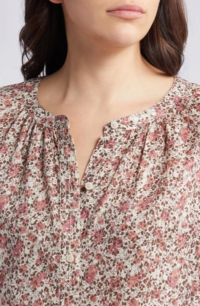 Shop Treasure & Bond Cotton Voile Top In Ivory- Pink Lora Floral