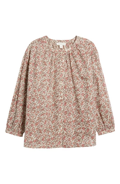 Shop Treasure & Bond Cotton Voile Top In Ivory- Pink Lora Floral