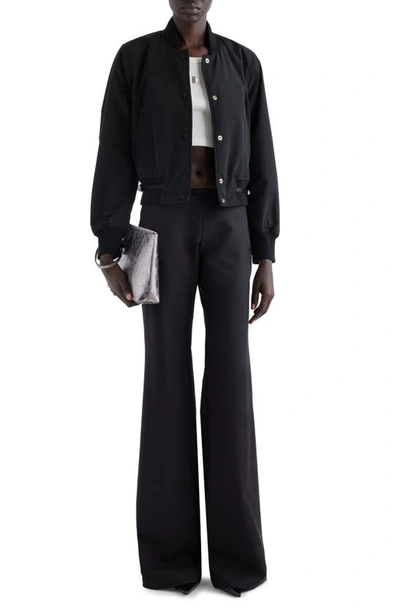 Shop Givenchy Voyou Wool Blend Flare Leg Pants In Black