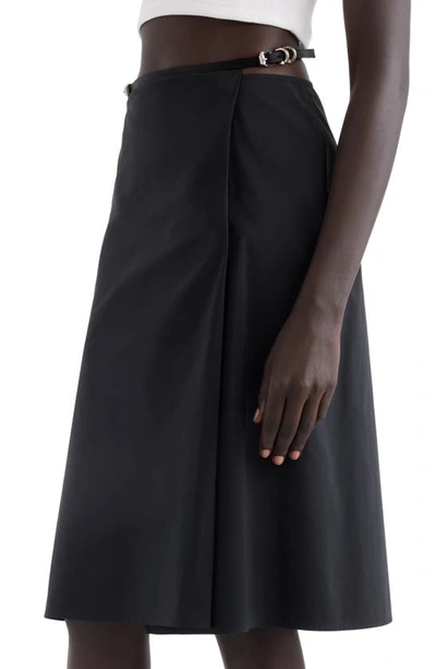 Shop Givenchy Voyou Belted Taffeta Wrap Skirt In Black