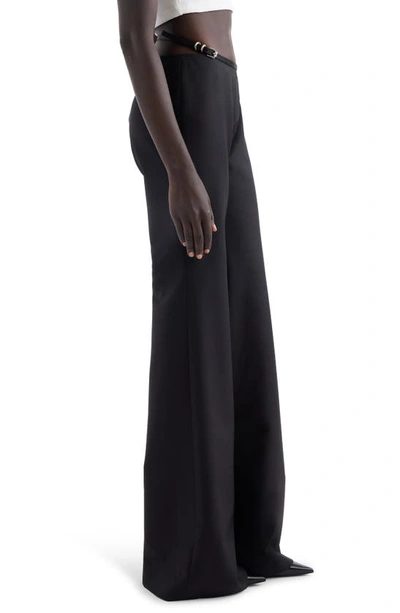 Shop Givenchy Voyou Wool Blend Flare Leg Pants In Black