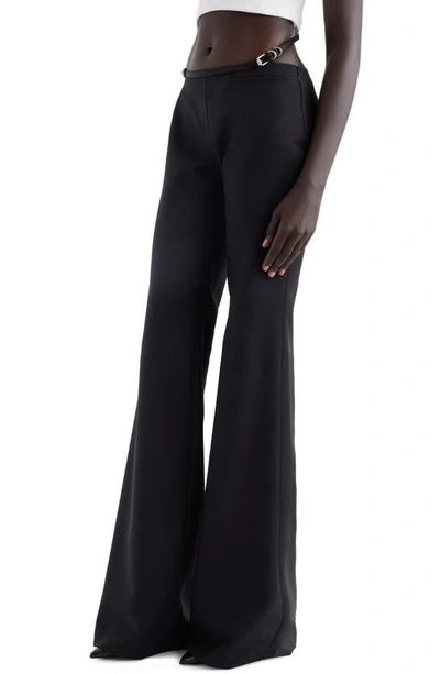 Shop Givenchy Voyou Wool Blend Flare Leg Pants In Black
