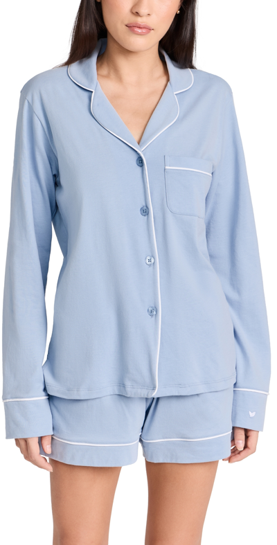 Shop Petite Plume Pima Cotton Periwinkle Long Sleeve Pj Set Periwinkle