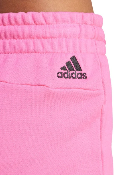 Shop Adidas Originals Sportswear Essentials Linear French Terry Shorts In Pulse Magenta/ Black