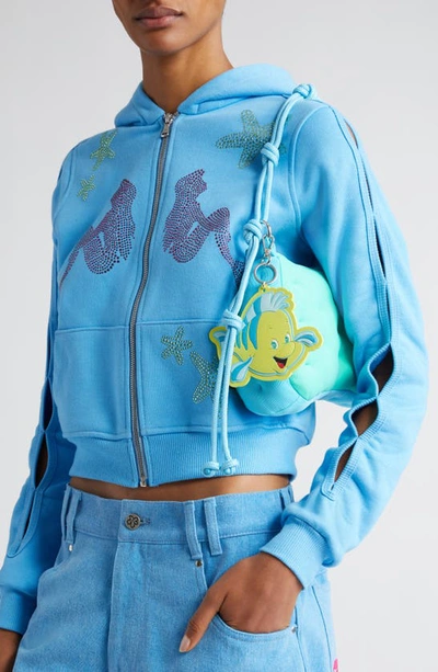 Shop Marshall Columbia X Disney 'the Little Mermaid' Flounder Plush Shoulder Bag In Blue