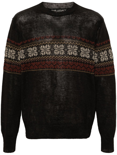 Shop Our Legacy Grey Fair-isle Hemp Sweater