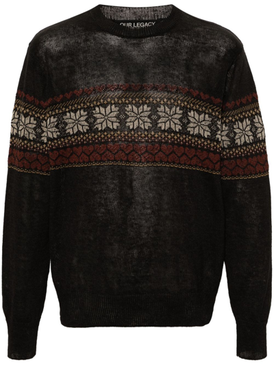 Our Legacy Base Crewneck Sweater Roundneck Patterned In Grey