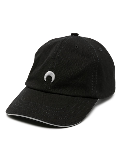 Shop Marine Serre Black Logo-embroidered Cotton Cap