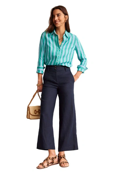 Shop Boden Westbourne Linen Ankle Pants In Navy