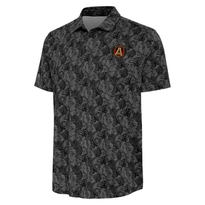 Shop Antigua Black Atlanta United Fc Resort Button-up Shirt