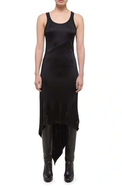 Shop Helmut Lang High-low Midi Dress In Black