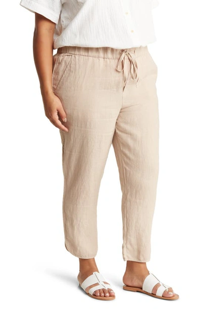 Shop Caslon (r) Tulip Hem Linen Pants In Tan Oxford