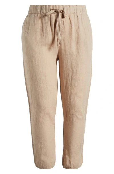Shop Caslon Tulip Hem Linen Pants In Tan Oxford