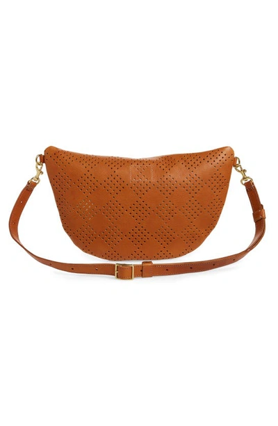Shop Clare V Grande Leather Belt Bag In Cuoio Lightweight Checker Perf