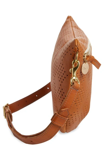 Shop Clare V Grande Leather Belt Bag In Cuoio Lightweight Checker Perf