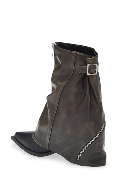 Azalea Wang Larkyn Water Resistant Pointy Toe Bootie In Brown
