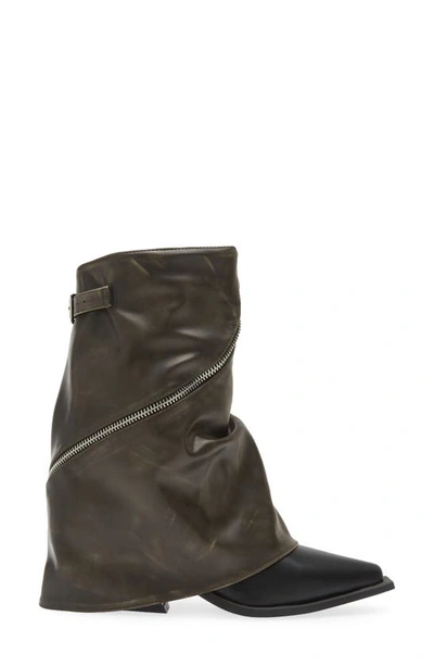 Azalea Wang Larkyn Water Resistant Pointy Toe Bootie In Brown