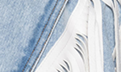 Azalea Wang Fringe Crop Denim Jacket In Blue
