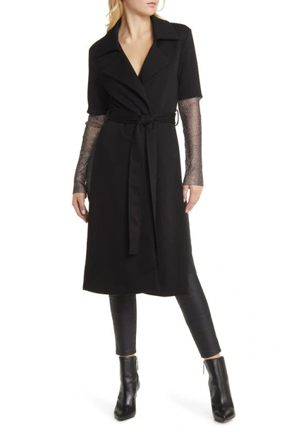 Shop Azalea Wang Rhinestone Tie Waist Long Sleeve Blazer Dress In Black