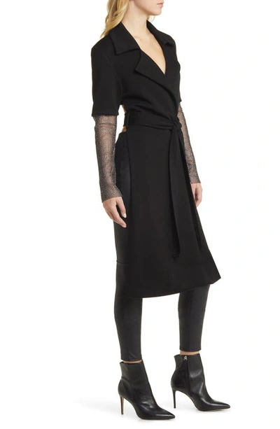Shop Azalea Wang Rhinestone Tie Waist Long Sleeve Blazer Dress In Black