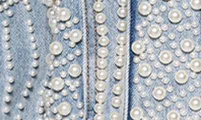Azalea Wang Imitation Pearl Denim Jacket In Blur