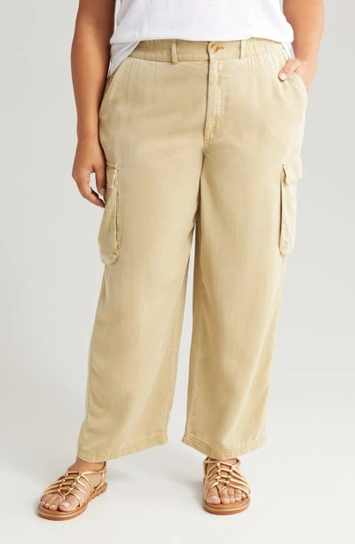 Shop Treasure & Bond Soft Straight Leg Cargo Pants In Beige Khaki