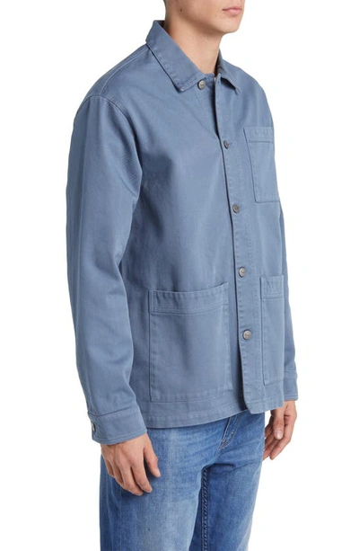 Shop Forét Heyday Organic Cotton Twill Overshirt In Vintage Blue