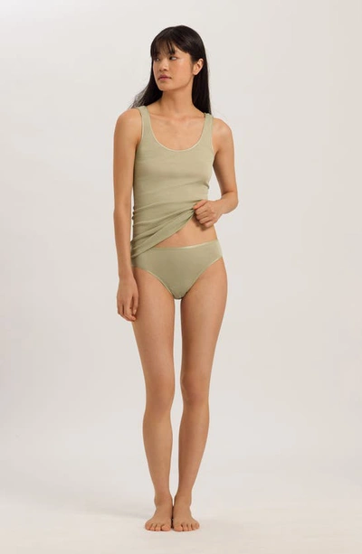 Shop Hanro Seamless Cotton High Cut Briefs In Moss Green