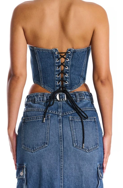 Shop Naked Wardrobe Denim Dreams Corset In Indigo Wash