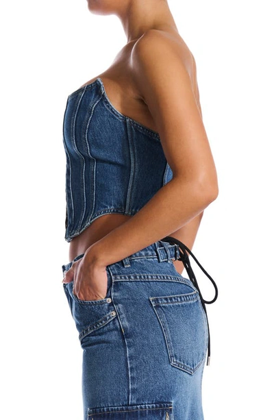 Naked Wardrobe Denim Dreams Corset In Indigo Wash