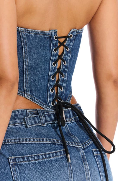 Shop Naked Wardrobe Denim Dreams Corset In Indigo Wash