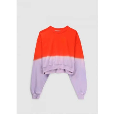 Shop Frame Womens Cropped Dip Dye Sweatshirt In Red Orange Multi
