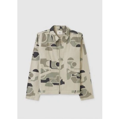 Shop Folk Mens Signal Blouson Jacket In Maxi Wave Print Stone