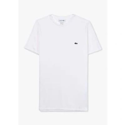 Shop Lacoste Mens Pima Cotton Jersey T-shirt In White